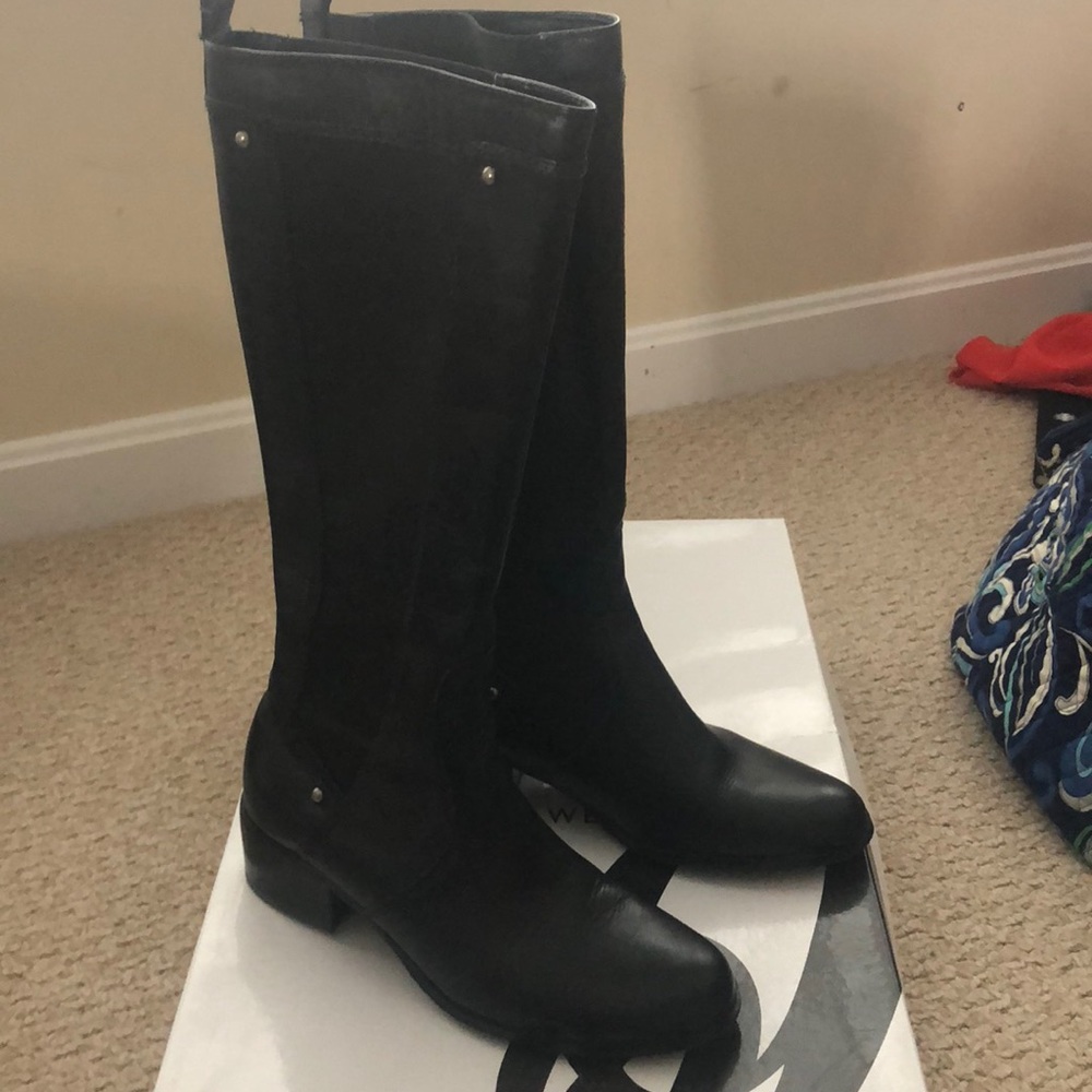 6.5 Nine West Black Leather Riding Boots